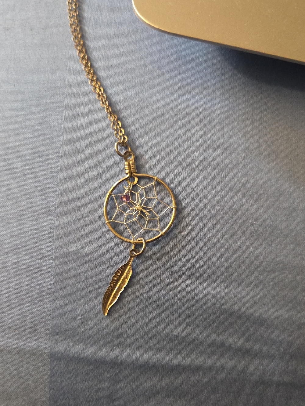 Silver Dreamcatcher Feather Pendant Necklace - Women Jewelry